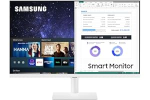 Samsung LS27AM503NUXEN - Monitor Samsung Smart M5 de 27'' Full HD, Blanco,1920x1080, Altavoces, Conectividad Móvil, Mando a Distancia y Aplicaciones de Smart TV (Netflix, Prime TV, Youtube)