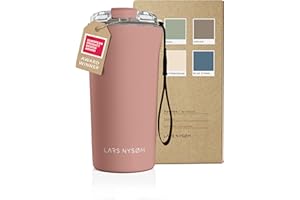 LARS NYSØM Thermo Kaffeebecher to go mit Trageschlaufe & Tritan Deckel | Travel Mug 0,5 Liter mit Isolierung | Auslaufsicherer Edelstahl Thermobecher für Café & Tee (Blush Rose, 500ml)