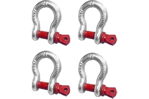 Jortmrd 4 Pezzi Arco Acciaio Grillo D 16 mm, 2,0t Grillo Traino Inox da 1/2" con Bulloni Ad Occhio - | Acciaio Zincato a Caldo | - per Arrampicata, Trasporto e Sollevamento di Carichi (WLL: 2,0 t)