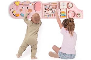 ROBUD Montessori Motorikbräda trä – 11-i-1 Busy Board väggleksak för barn från 18 månader, Montessori leksak baby motorikbräd