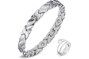 ‎JERACOL Jeracol Magnetarmband Damen und Magnetringe, Reduziert Schmerzen und Arthritis Edelstahl Therapeutisches Magnet Armband einstellbare Größe & Schmuck Geschenkbox Energetix