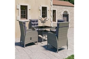 Festnight Rattan Gartenmöbel Set 4 Stühle mit Tisch Gartentisch mit Stühlen Set Sitzgruppe Garten Essgruppe 4 Personen Wetterfest Sitzgarnitur Gartengarnitur Polyrattan Gartensessel