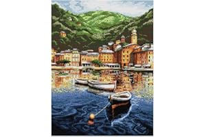 51buyoutgo Kit Punto Croce paesaggio marino, Schemi Quadri Set Ricamo Punto Croce Kit da Ricamare Principianti Starter Prestampato Stampato Completo Bambini Cross Stitch Embroidery Ricami
