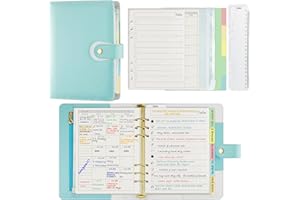 Carpeta para planificador A5, recargable, organizador personal con accesorios, 6 anillas, funda suave, calendario, azul menta, recargas, accesorios incluidos, Harphia