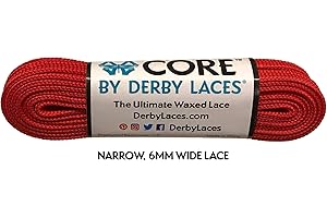Derby Laces CORE Narrow 6mm Waxed Lace for Figure Skates, Roller Skates, Boots, and Regular Shoes
