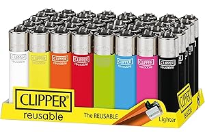 TOWNGIFTS Clipper Lighter Solid Colors Refillable With Refillable Flint - Pack of 10 & 40 (10)