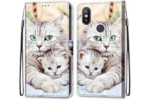 Mo-Somnus Funda para Xiaomi Mi A2 / Mi 6X, Funda Cartera Funda Libro Caso Piel PU con Tapa Magnético Billetera Flip Carcasa Cuero [Protección Completa] [Ranura para Tarjeta] (Gatos 2)