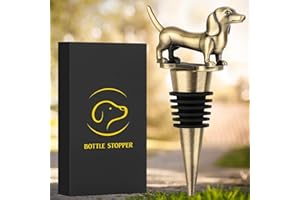 LKKCHER Tappo per Vino a Forma di Bassotto, Regalo per Uomini, Donne, Amanti del Cane Salsiccia, Tappo per Vino, Champagne, Regalo di Compleanno, Bronzo