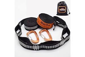 Anortrek Heavy-Duty Hammock Straps for Trees (226kg/Sling) - Set of Two 2.5m Long, with 5+1 Adjustable Loops & 2 Carabiners | Essential Hammock Accessories (2.5M with 2 Wire Gate Carabiners)