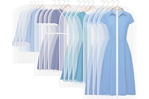 Akamino 20 Pcs Clear Clothes Covers, Clear Garment Dress Bags with Zip, Moth Proof Hanging Suit Bags Waterproof Dustproof Storage Covers Protector for Wardrobe Storage Travel- 60 x 80/100/120/140cm