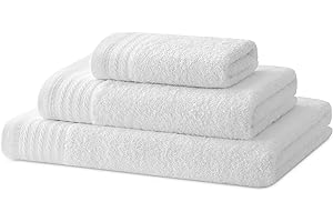 Degrees home – Badetuch-Set – Duschtuch, Handtuch und Bidet-Handtuch – 100% Baumwolle – 480 g/m2 – 1-30X50 / 1-50X100 / 1-65X130 – WEISS, Weiß
