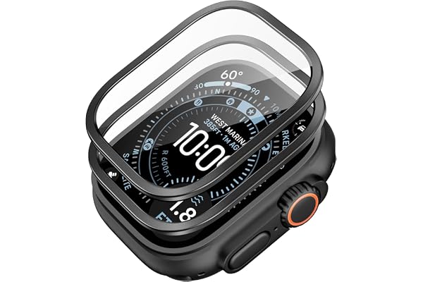 ESR Armorite skärmskydd för Apple Watch Ultra 4 2026/3/2/Ultra | 49 mm, skydd på militär nivå, härdat glas med ram i aluminiumlegering, repfri, set om 2