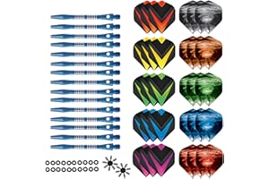 AIQILAI Darts Flight And Dart Aluminum Shaft Set, 30 Pcs Dart Flights And 15 Pcs Dart Aluminum Shafts, 20 Pcs Rubber O-Rings, Darts Flights Portector | Professional Dart Accessories
