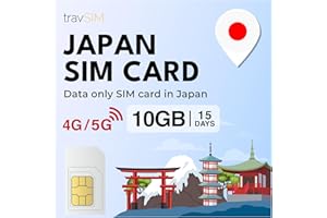 travSIM Japan SIM | 15 días – 10GB de Datos | Datos de Alta Velocidad 5G/4G | Tarjeta SIM Japón con Acceso Ilimitado a Google, Facebook, Whatsapp, Instagram y más
