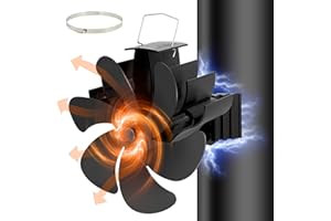BSWAY Ventilateur de Cheminée, 6 Pales Fonctionnement Silencieux Sans Electricité, Ventilateur à Chaleur, Poêles à Bois Sans Electricité Ventilateur de Cheminée à Chaleur Pour Brûleurs à Bois