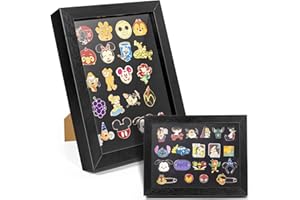 TUTATA Enamel Pin Display Frame, 7x9 Shadow Box for Wall and Tabletop Display, Pin Collection Display, Pin Holder for Disney Pins, Black