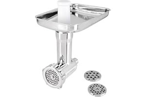 ‎GROSSAG grossag Fleischwolf Edelstahl Aufsatz kompatibel mit Kitchen Aid Küchenmaschine spülmaschinenfest - Fleischwolf Vorsatz inkl. 3x Lochscheibe Stopfer - Zubehör für KitchenAid Fleischkutter KFW 500