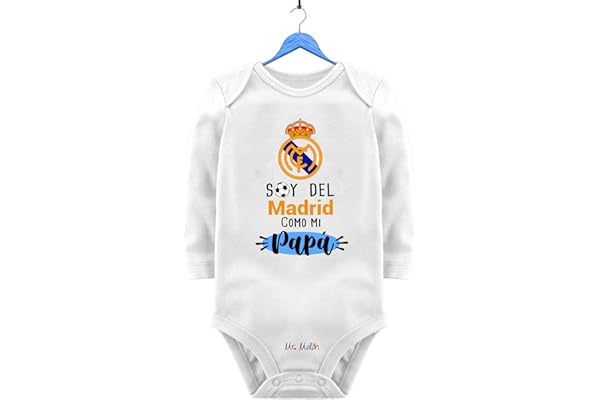 BODY FUTBOL BEBE MADRID PAPÁ (Manga larga, 6-9 meses)