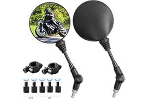 SWEETONE Specchietto retrovisore universale per manubrio, pieghevole, confezione da 2, specchio laterale rotondo per moto, 10 mm orario