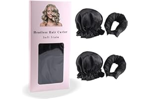 Yeria 2 rulos sin calor, rizos sin calor, rizos sin calor, rizos de banda para rizar durante la noche, onduladores durante la noche, rizadores de pelo sin calor, color negro