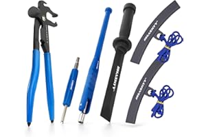 HASKYY Auswuchtzange Klebegewichte Schaber Reifenmontage 6 tlg. Zubehör Werkzeug Set Entferner Ventileindreher Ventileinzieher Felgenschoner Felgenkantenschutz