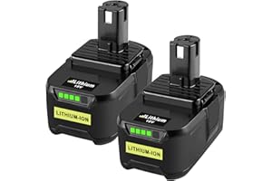 2 X Dosctt Batterie de Rechange pour Ryobi RB18L50 18V 5.5Ah Batterie de Rechange RB18L50 RB18L40 RB18L25 RB18L15 RB18L13 P108 P107 P122 P104 P105 P102