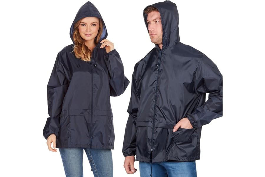 Style It Up Hooded Raincoat Kagools Jacket - Unisex Adult Men and Women - Water-Resistant, Breathable, Lightweight - Ideal for Spring, Summer and Travel - [Multiple Options] - [Numeric]