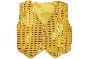 Freebily Chaleco Niños de Danza Hip Hop Jazz con Lentejuelas Disfraz de Baile Callejero Fiesta Actuación Adultos Ropa de Escena Brillante Infántil