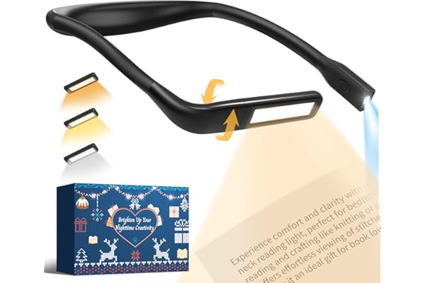 Luz Lectura Libros Cama Lampara - Lampara de Lectura Recargable 3 Colores Protección Ocular Luz Lectura Cuello Flexibles, Lámpara para Leer, Tejer, Coser, Acampar, Regalos para Hombre Mujer Lectores