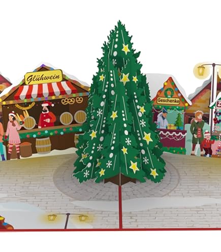Carte De Noël 3D Pop-up Père Noël - Avec Enveloppe - Fait Main & Commerce Équitable - Idéal Vœux & Cadeaux