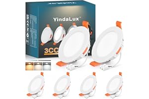 ‎YINDALUX YindaLux LED Einbaustrahler 230V Dimmbar 5W 550LM Deckenspots LED Spots 230V 68mm Ultra Flach IP44 Bad Einbauleuchten Einbauspots Warmweiß 3000K Neutralweiß 4000K Kaltweiß 6000K Weiß 6er Set