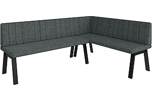 ‎FURNISTAR FURNISTAR Eckbank Akiko Metal A - Eckbankgruppe für Ihrem Esszimmer, Küche modern, Sitzecke, Essecke. Perfekt für Küche, Büro und Rezeption. Solide und Starke Verarbeitung. (196x142-Rechts-Inari96)