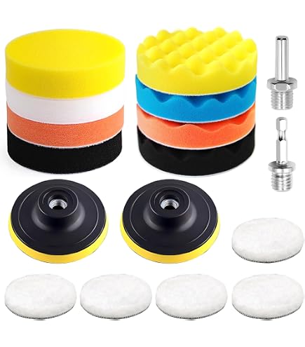 Kit De Polissage 17 Pièces Pour Meuleuse D'angle - Tampons éponge Et Laine 125 Mm - Pour Voiture, Carrosserie, Surfaces Dures Tampons Laine Finition