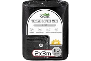 COVALL Bâche Moyenne Utilisation 110GSM 2x3m - Tapis de Sol étanche pour Camping Tente résistante aux UV Housses extérieures Piscine Toit Bac à Sable Bateaux Camion RV Bâche de Voiture (Noir)