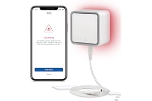 Eve Water Guard - Détecteur de fuite d'eau pour maison connectée avec câble de détection de 2 m, sirène de 100 dB et alertes de fuite sur iPhone, iPad, Apple Watch (Apple HomeKit), Bluetooth, Thread