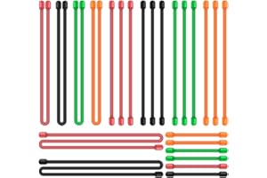 Senhai 24 Coppie in Twist, Cinghie in Silicone 18"12" 3"& 6" Cuffie in Gomma riutilizzabili per la Gestione del Cavo Cording Hanging - Nero, Verde, Arancione, Rosso