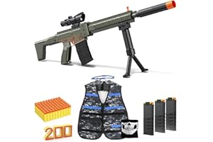 DEMOLIKE Toy Gun - Automatic Sniper Rifle, Toy Foam Blasters with Tactical Vest, Bipod, 3 Clips and 200 Darts, Electric Toys for Adults Boys