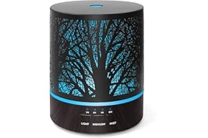 H1A Humidific Diffusore di Oli Essenziali Ultrasuoni Umidificatore - 300ml Metallo Diffusore di Aromi Elettrico Ambiente Diffusore con 7 colori LED per Casa Ufficio Camera da Letto