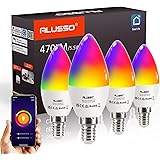 WLAN Smart Led Lampe E14 5.5W Dimmbar Kerze Glühbirne Warmweiß-Kaltweiß und RGB Mehrfarbige Birne, WiFi Lampe Kompatibel mit 