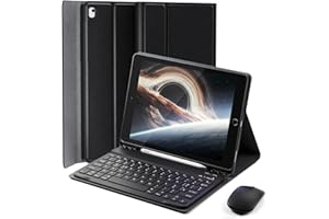 MICROTUNK Cover Per iPad 9,8,7 Generazione 10.2 Pollici(9a/2021 8a/2020 7a/2019)/Ipad Air 3 10.5 Pollici /ipad pro 10.5 Pollici (2017)con Bluetooth Wireless italiana tastiera (QWERTY) e Mouse Keyboard Case Nero