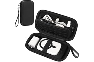 Teskyer Borsa Cavi Organizer - Guscio Rigido, Impermeabile, Portatile, Viaggio Accessori Utili, (17,5 x 9,5 x 5,5 cm) - Design compatto, Nero