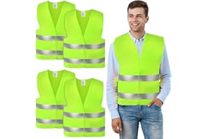 Rhitchy Giubbotti di sicurezza per auto, 4 pezzi, giubbotti di sicurezza per auto, giubbotti riflettenti per auto, gilet di sicurezza lavabile, per automobilisti, conducenti, lavoratori, adulti