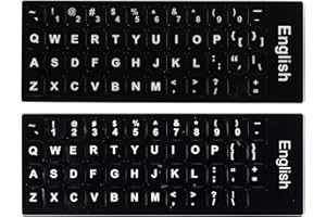 Hileyu Englisch-Tastatur Ersatzaufkleber Tastaturaufkleber UK Nicht Transparent Schwarze Aufkleber mit Weißen Buchstaben Computer Tastatur Laptop Desktop Notebook Aufkleber English