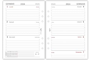 Agendepoint.it - Ricambio agenda settimanale 15x21 cm A5 bianco bi lingue 6 fori - 2024