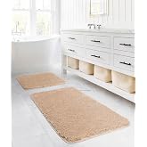 Koza Home Segura Peluş Bej Kaydırmaz Taban 2'li Banyo Paspası 60 x 100-50 x 60, Bej