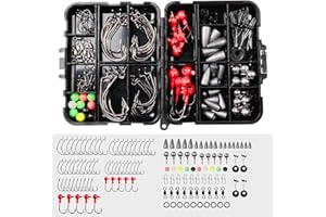 GENERIC Fishing Tackle Kit, 148 PCS Portable Fishing Gear Set Include Fishing Hooks Weights and Other Accessories with Box for Carp Bass Trout Bluegill Freshwater & Saltwater Gift for Men