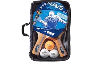 GEWO Rave Speed Table Tennis Bat Set - Controlled Beginner Table Tennis Bat with 3 Balls - Complete Bat with ITTF Coating, High Control and Speed, Concave, 2 mm Thick Sponge