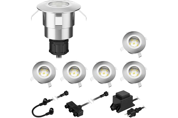 ledscom.de Lampe LED à encastrer au sol Atria pour l'extérieur aluminium blanc chaud, 14lm chacune, IP65, 40mm Ø 6er Set