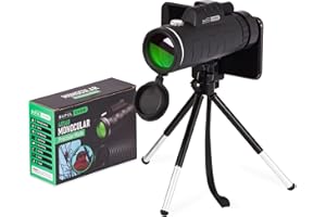 BUFULCODE Monocular Telescope 40x60 Handheld for Adults BAK4 Prism- High Power Monocular HD Zoom Smartphone Holder Adapter with Adjustable Tripod -Light Pocket Fit, Waterproof and Low Night Vision