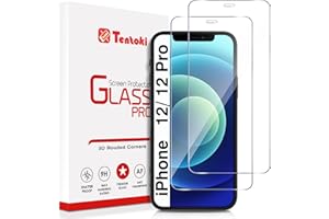 Tentoki Verre Trempé pour iPhone 12 et iPhone 12 Pro 6,1 Pouces [lot de 2] vitre Protection écran -sans Bulles d'air - [Anti Rayures, Dureté 9H] Ultra Transparent